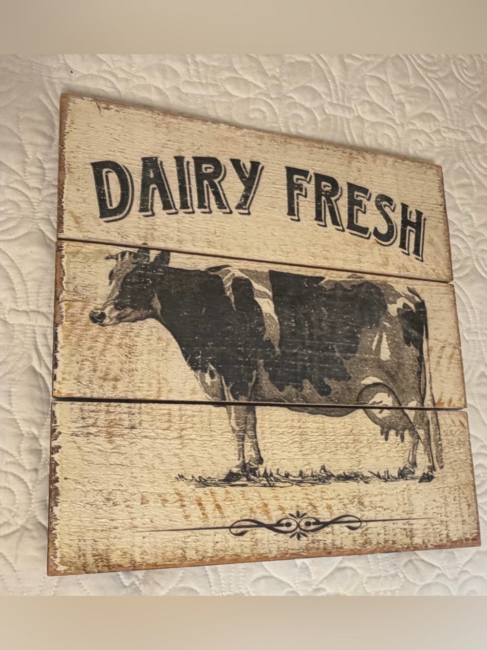 Dairy Fresh Black & Cream Farmhouse Wood Wall Sign